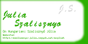julia szalisznyo business card